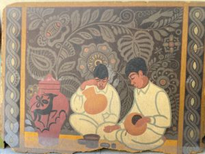 Two Men Eating by Francisco Cornejo, Mexican Art, Mayan Revival Architecture